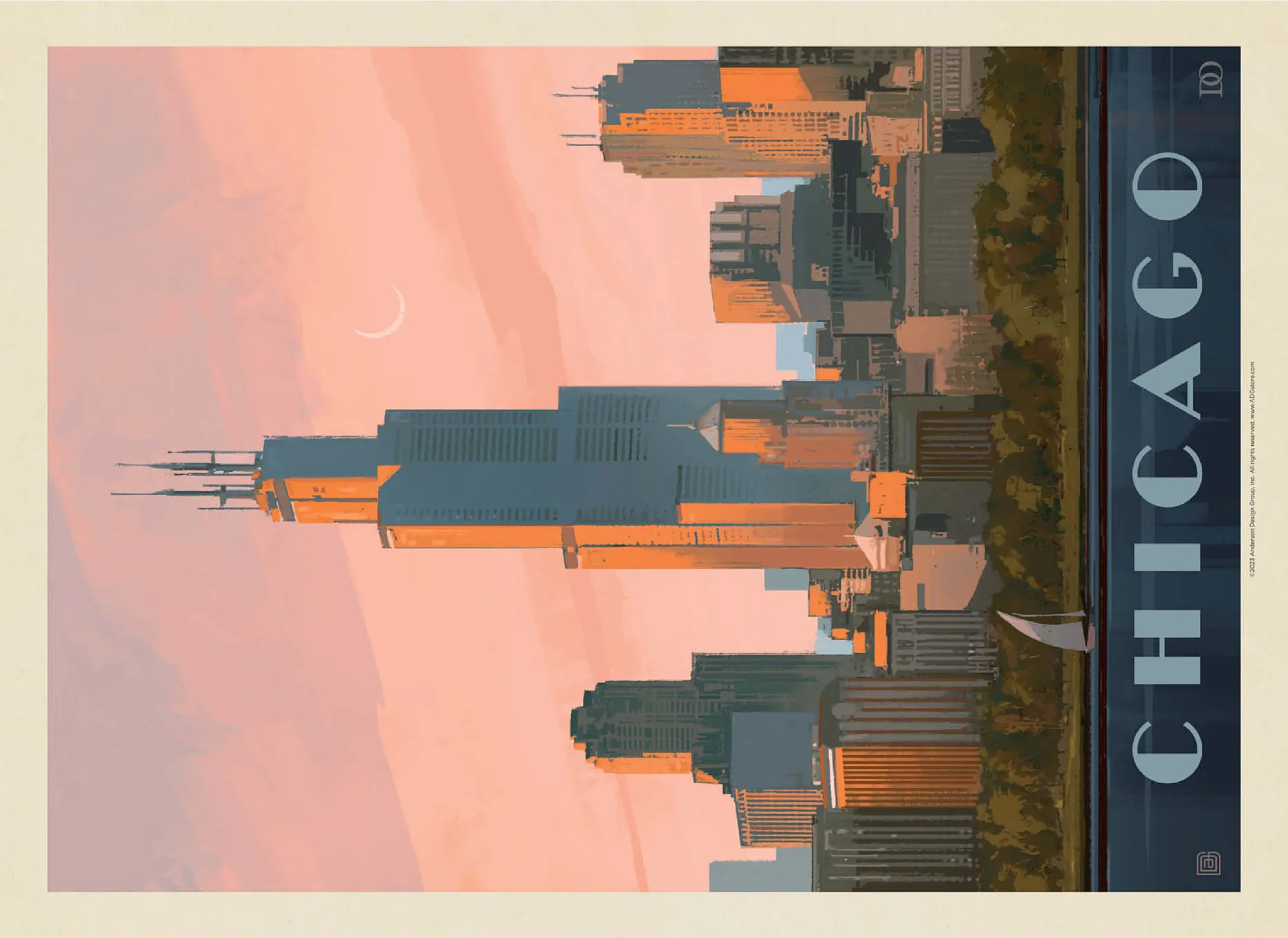 Chicago skyline: Lake Michigan, Vintage Poster