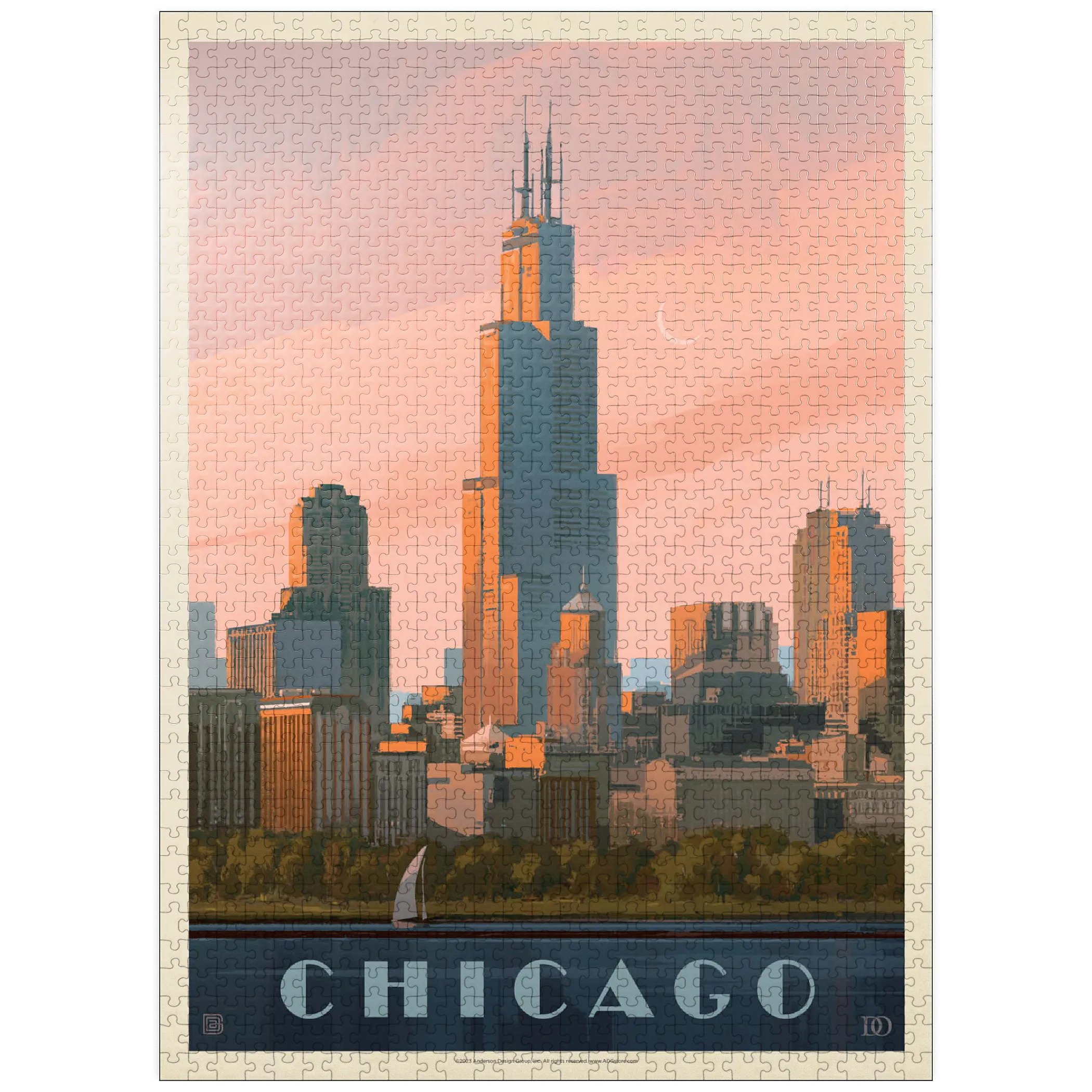 Chicago skyline: Lake Michigan, Vintage Poster