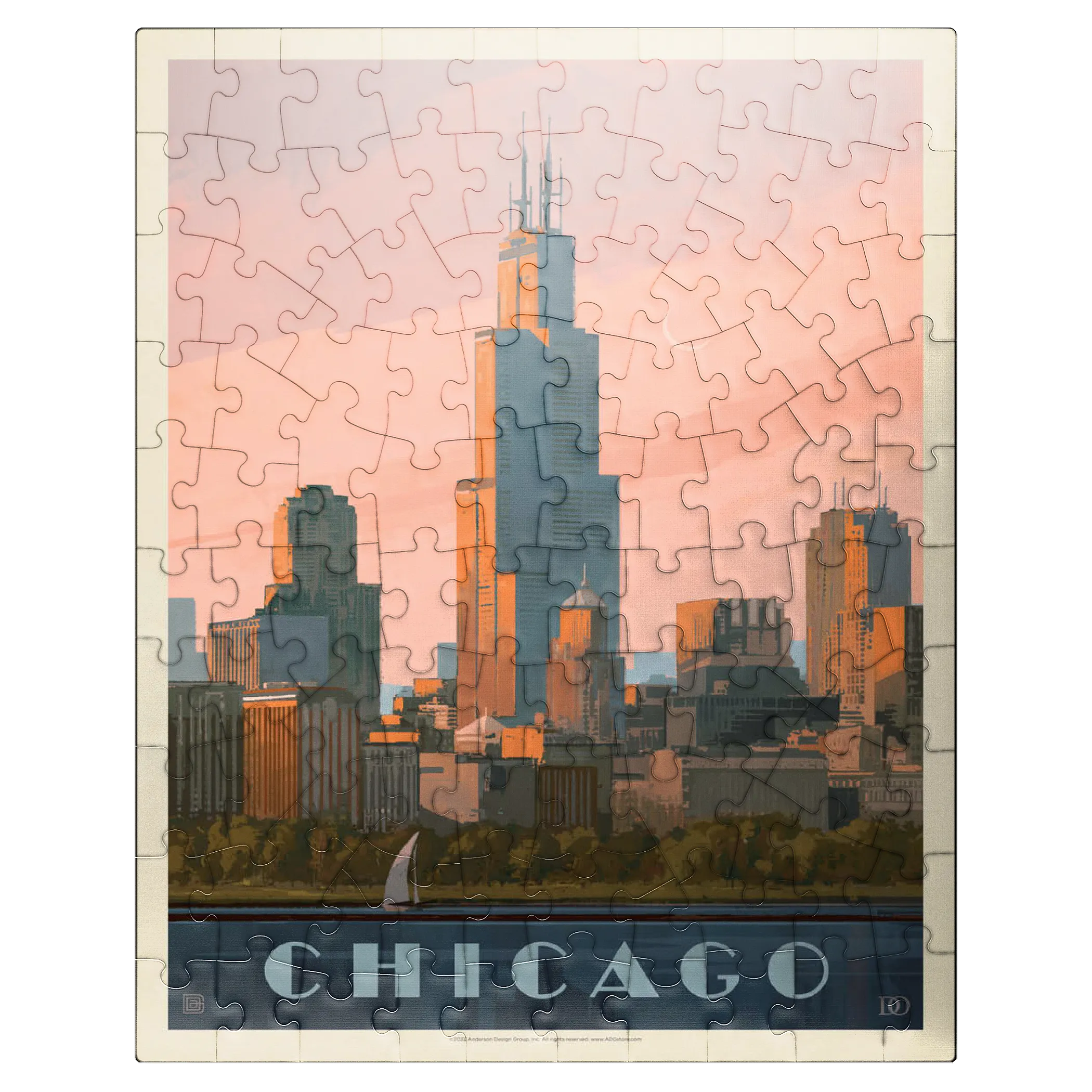 Chicago skyline: Lake Michigan, Vintage Poster