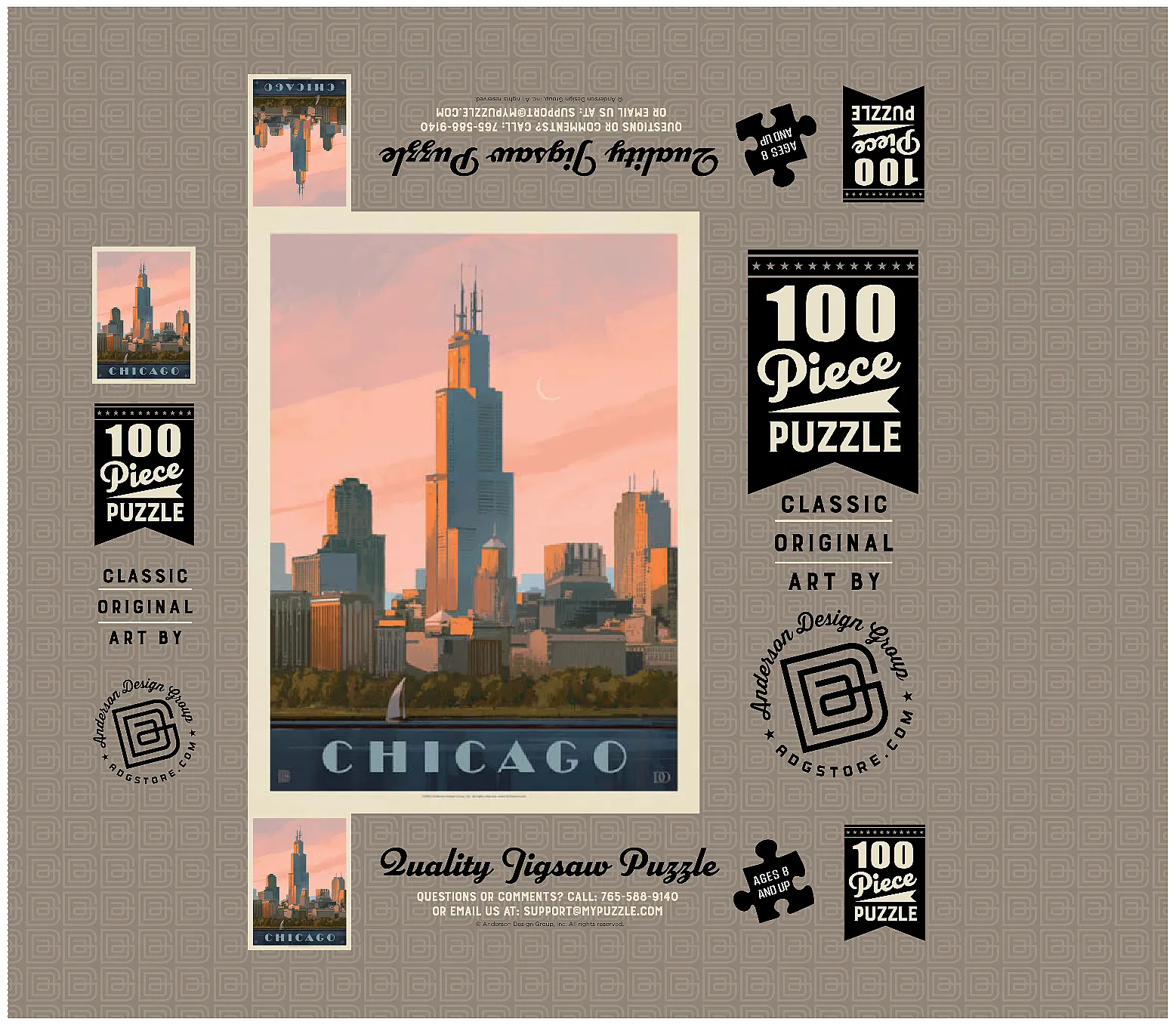 Chicago skyline: Lake Michigan, Vintage Poster