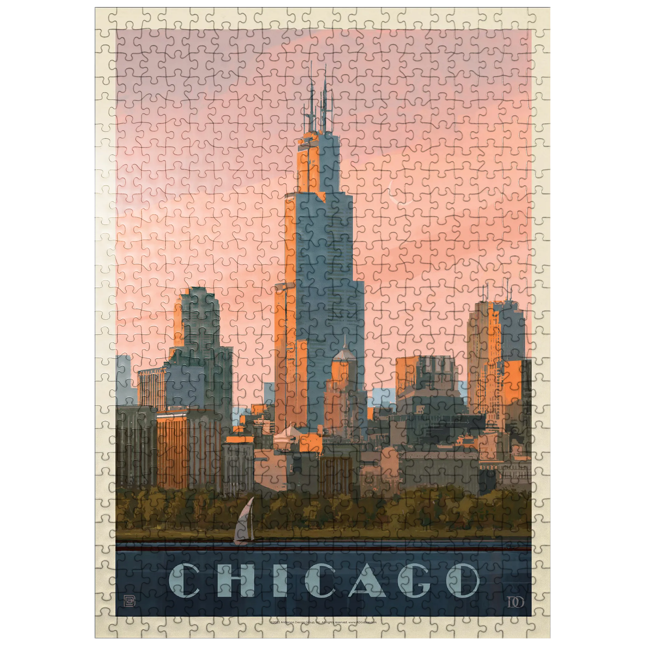 Chicago skyline: Lake Michigan, Vintage Poster