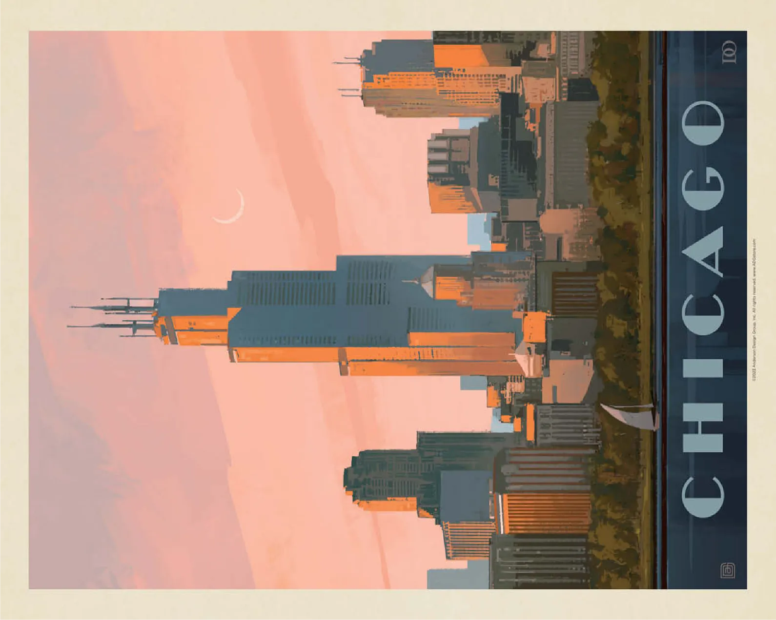 Chicago skyline: Lake Michigan, Vintage Poster