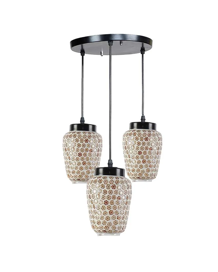 Cluster Gleam Mosaic Glass Three Hanging Lamps With Base | 10 x 20 inches