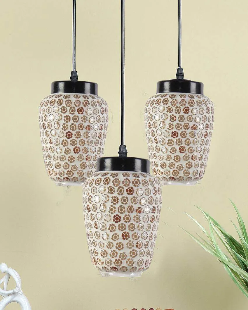 Cluster Gleam Mosaic Glass Three Hanging Lamps With Base | 10 x 20 inches