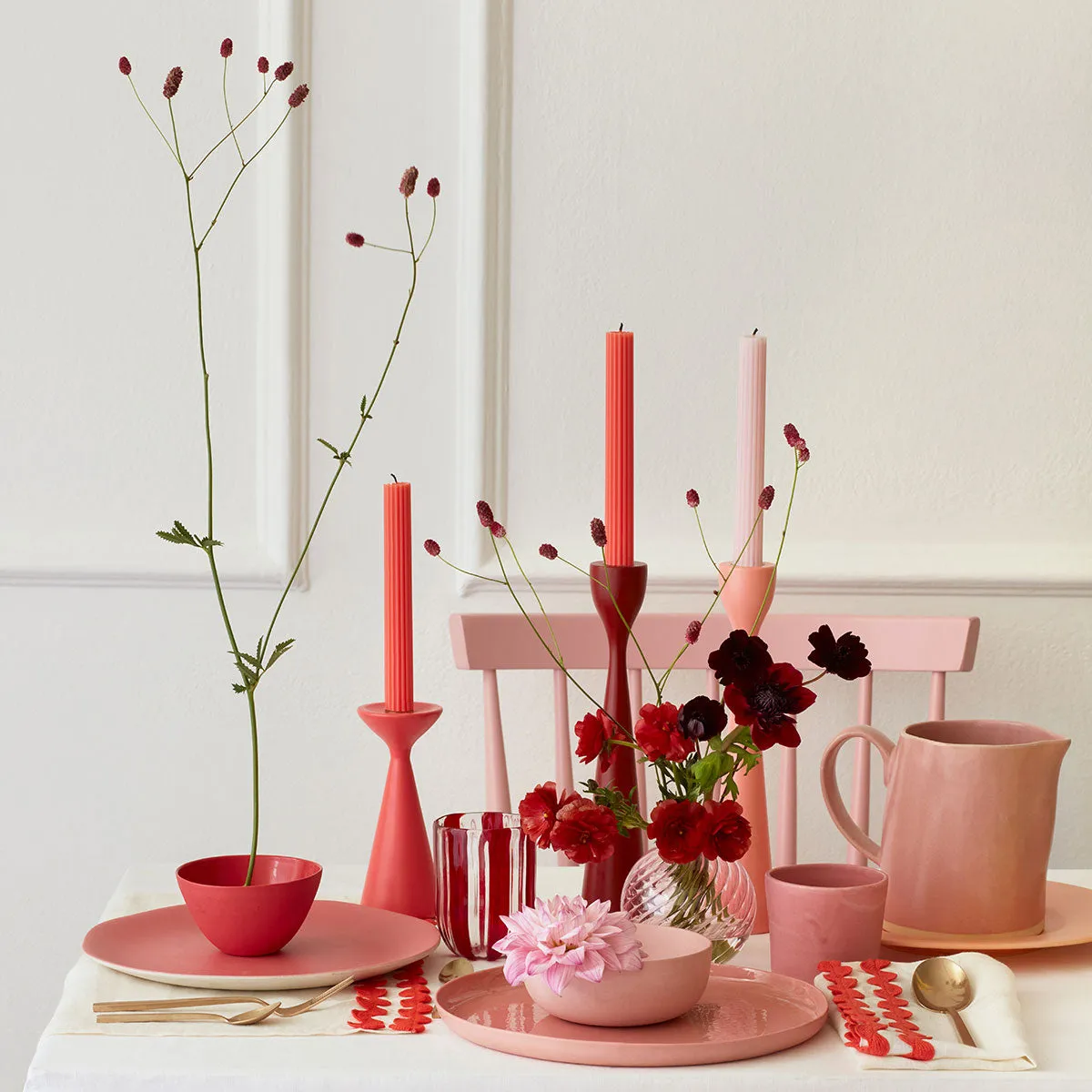 Cotton Candy Pink Table Candles (x 2)