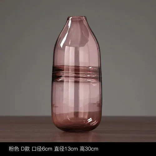 Creative Blue Hydroponic Dried Flower Arrangement Vase Ornament Living Room Bedroom Modern Dining Table Flower Glass Vase Crafts