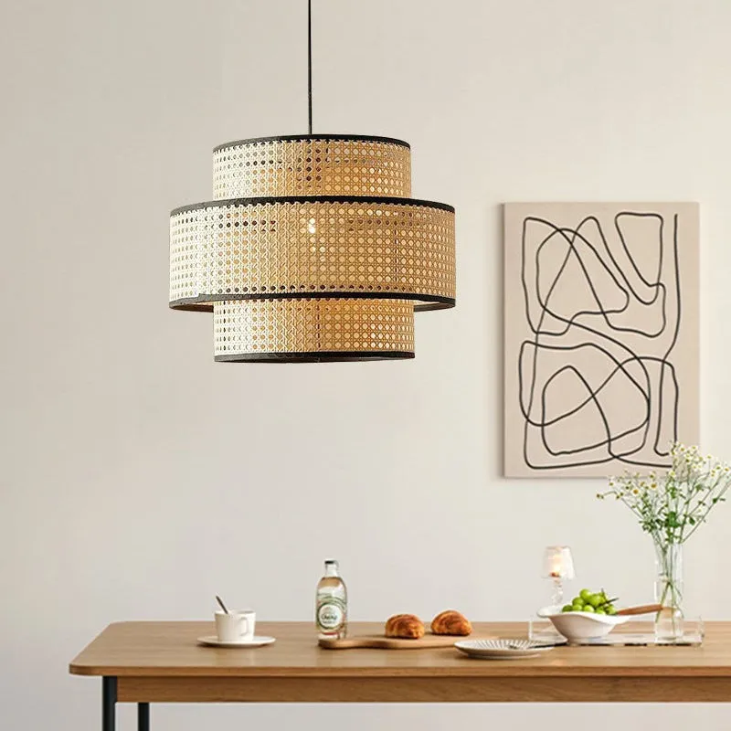 Creative Rattan Weaving Lamps Hanging Lampshade