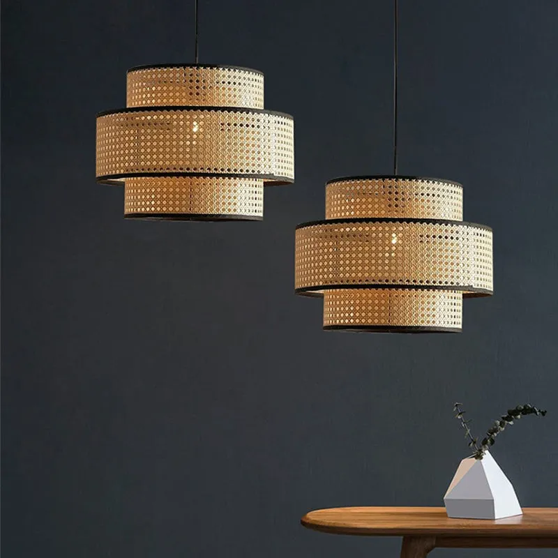 Creative Rattan Weaving Lamps Hanging Lampshade