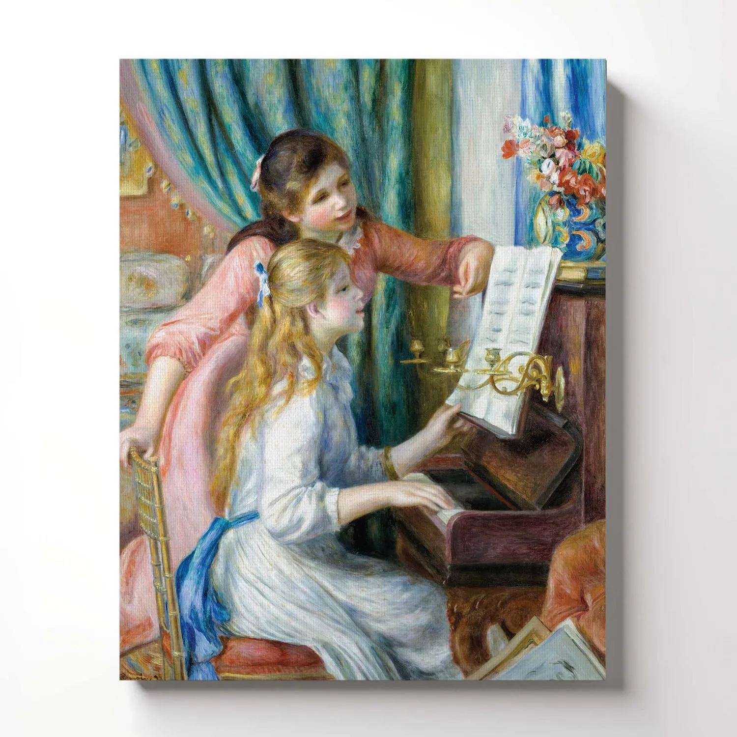 Cute Wall Art, Renior Canvas Wall Art, Posters for Young Girls, Young Girls at the Piano by Renoir, Ready To Hang for Living Room Home Wall Decor, C2409