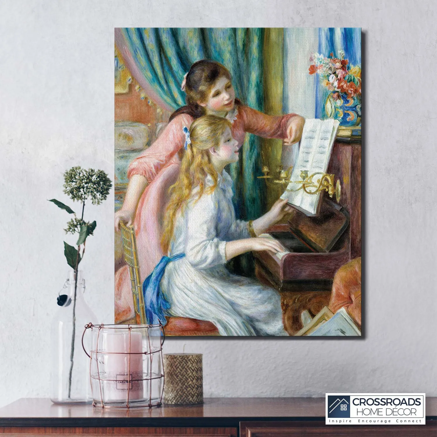 Cute Wall Art, Renior Canvas Wall Art, Posters for Young Girls, Young Girls at the Piano by Renoir, Ready To Hang for Living Room Home Wall Decor, C2409