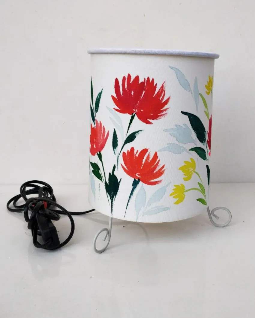 Cylinder Lillies Shaded With Lid Cotton Table Lamp