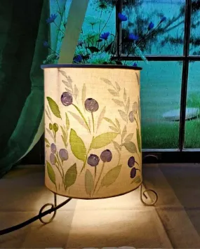 Cylinder Olives Shaded With Lid Cotton Table Lamp