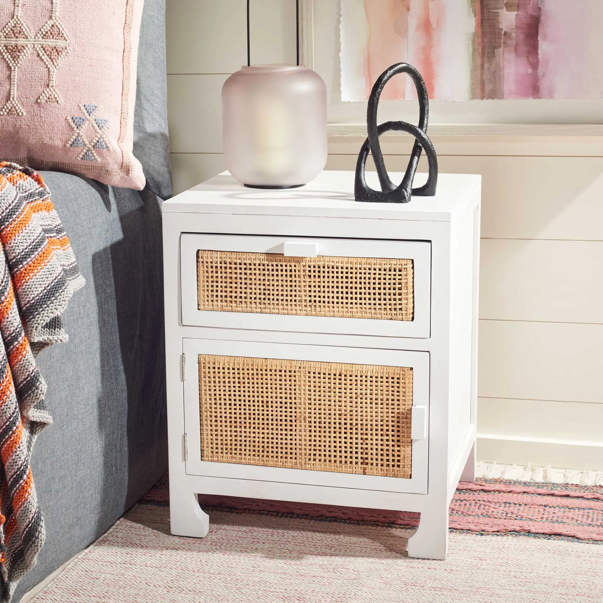 Daphne 1 Drawer 1 Door Nightstand White/Natural