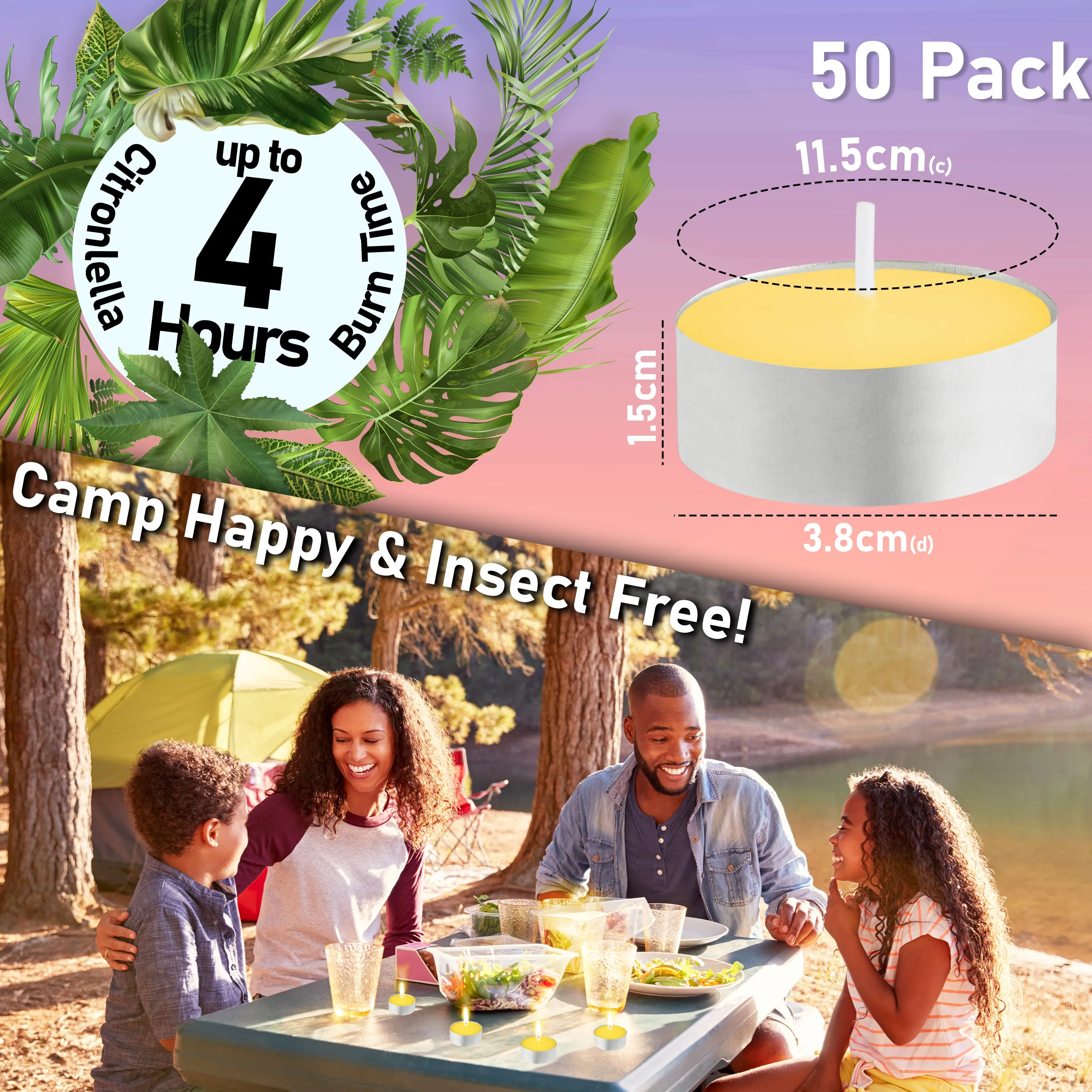 Deco Express Citronella Tealight Candles Multipack - Yellow 50/4 Hours