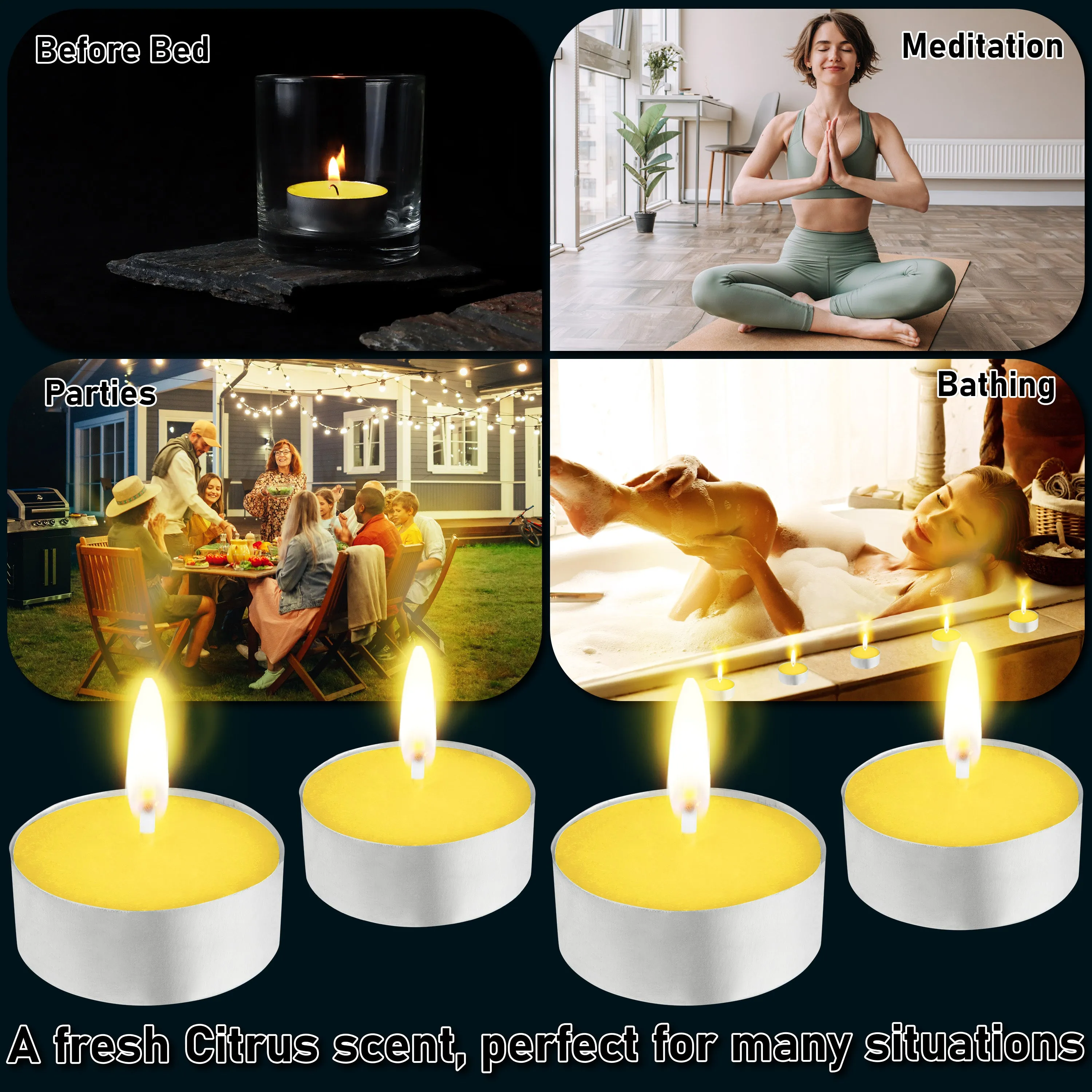 Deco Express Citronella Tealight Candles Multipack - Yellow 50/4 Hours
