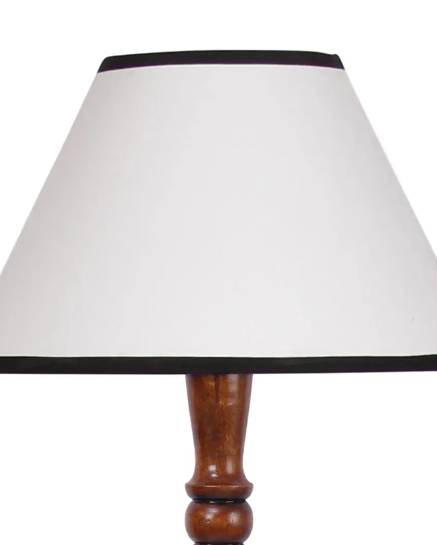 Dual Tone Cotton Shade Conical Wooden Floor Lamp | 14 X 56 inches