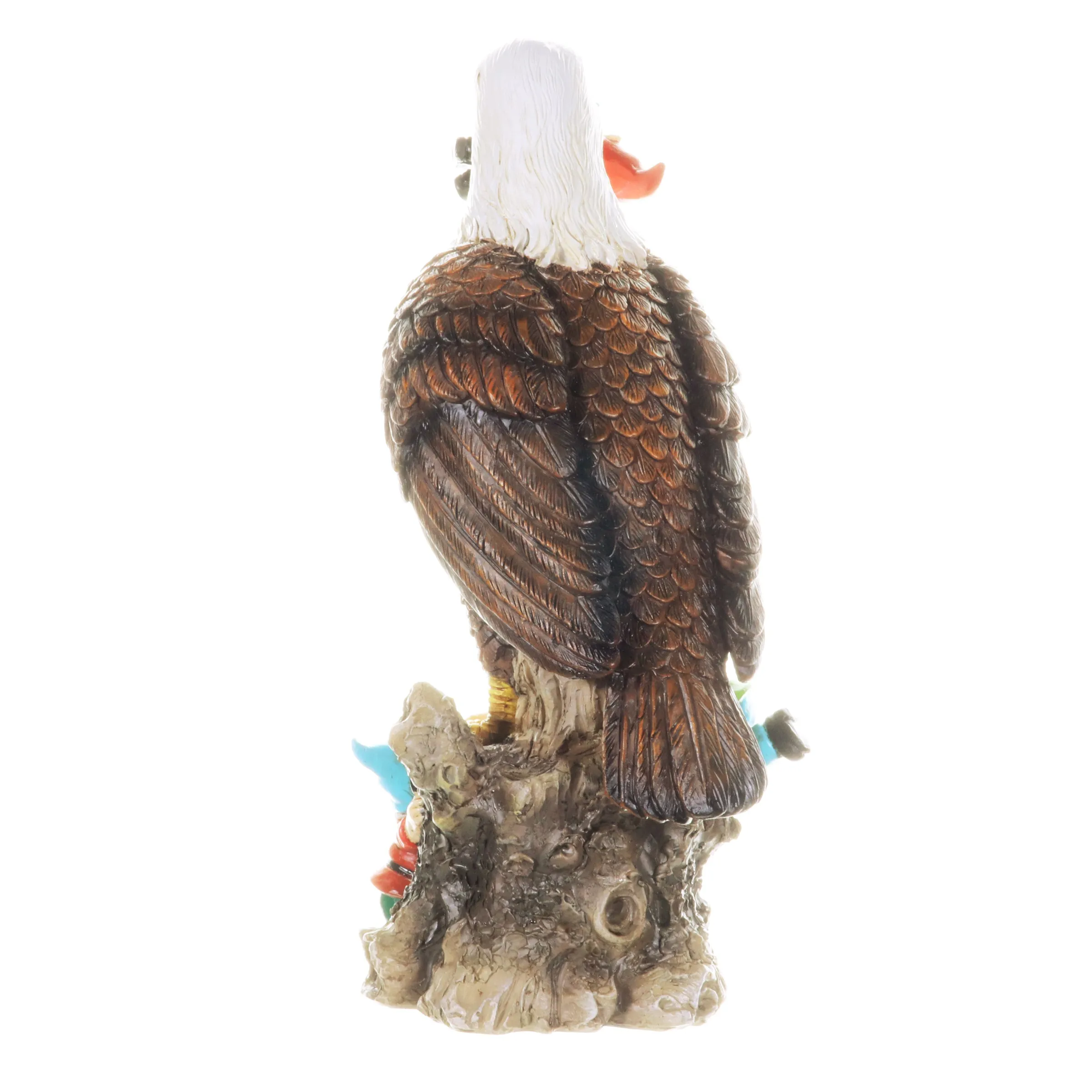 Eagle Garden Statue with Gnomes, Hand Painted, UV-Treated Resin, 5.5 x 12 Inches