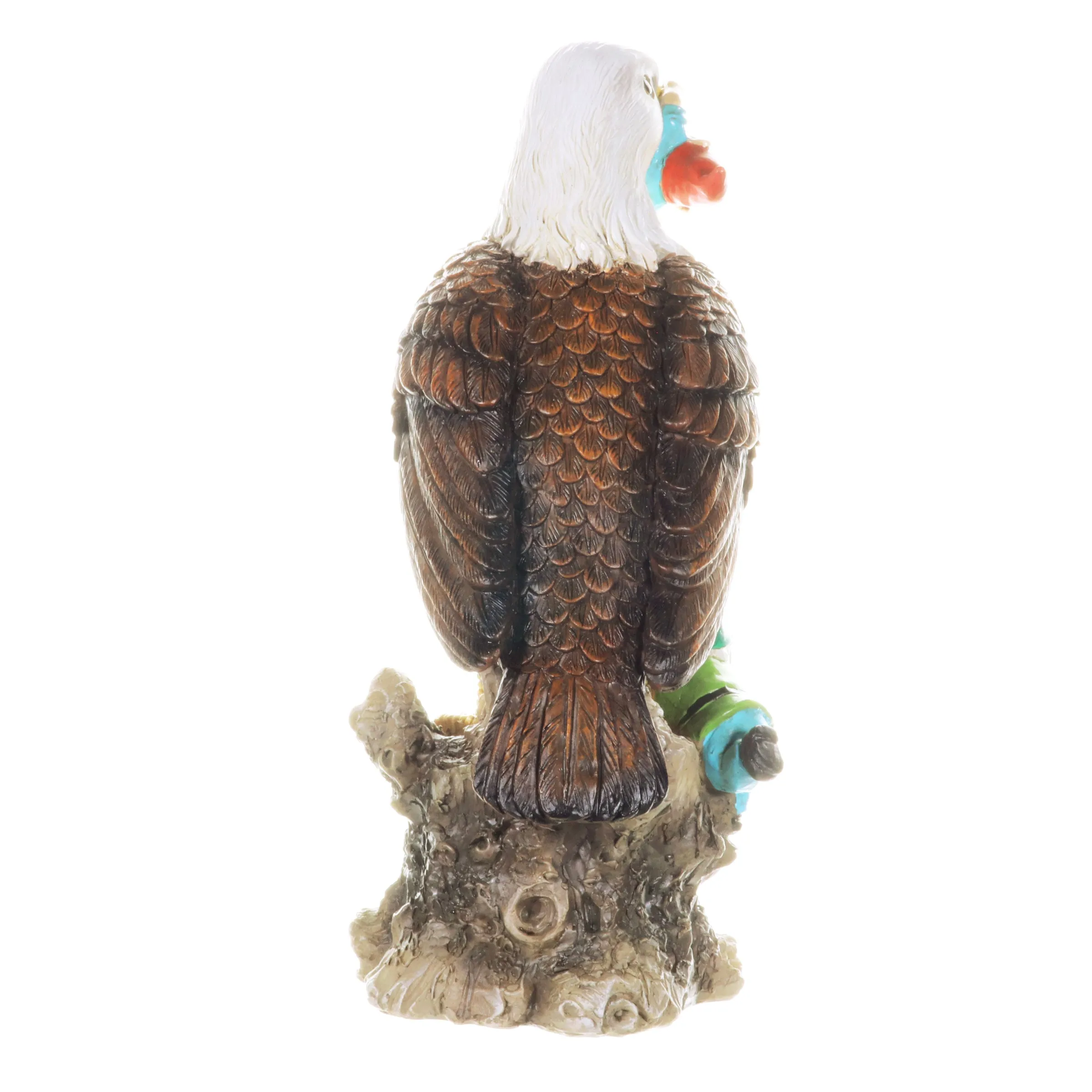 Eagle Garden Statue with Gnomes, Hand Painted, UV-Treated Resin, 5.5 x 12 Inches