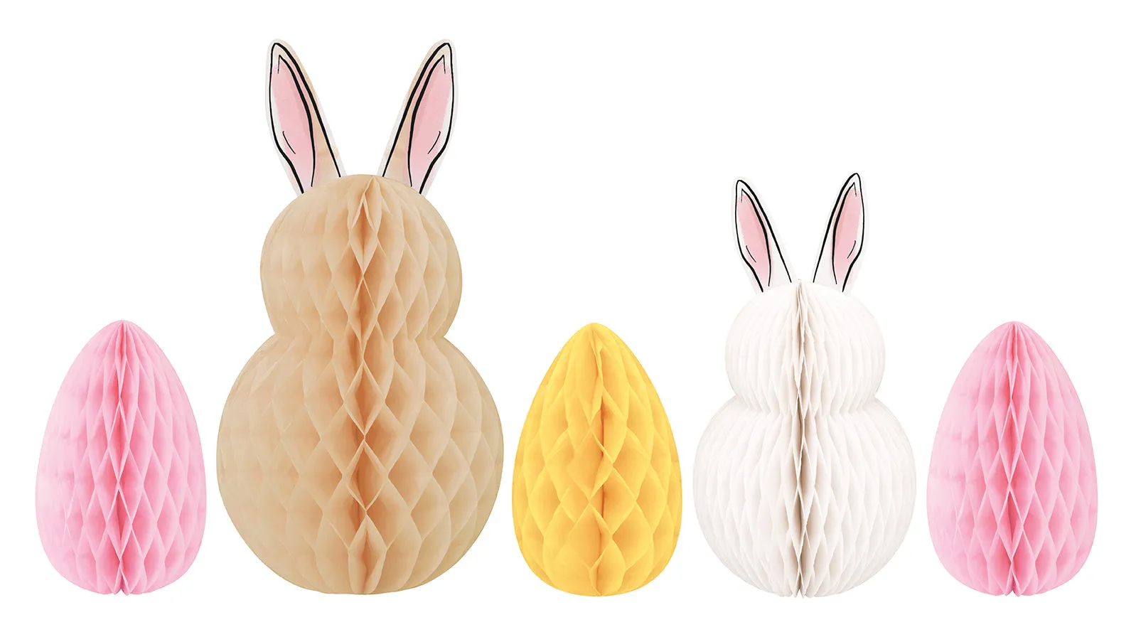 Easter Bunny and Egg Honeycomb Centerpiece Decorations | 5pcs
