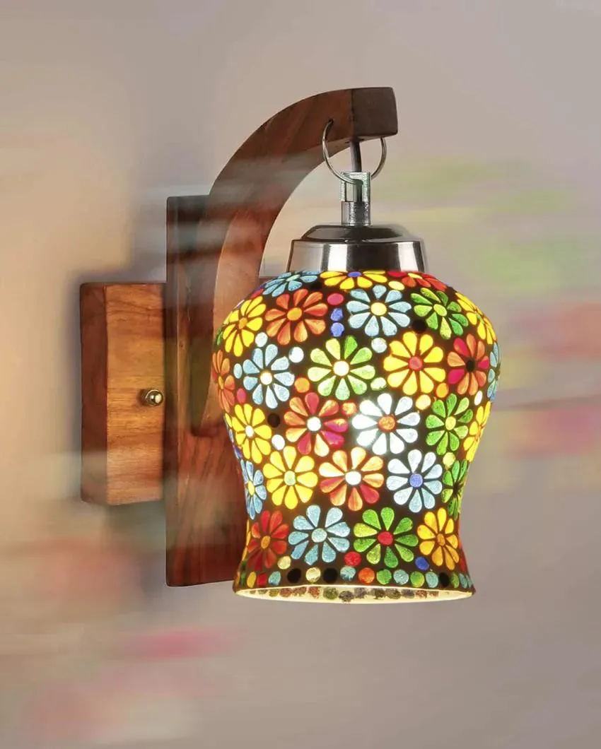 Elysian Mosaic Glass Wooden Wall Lamp