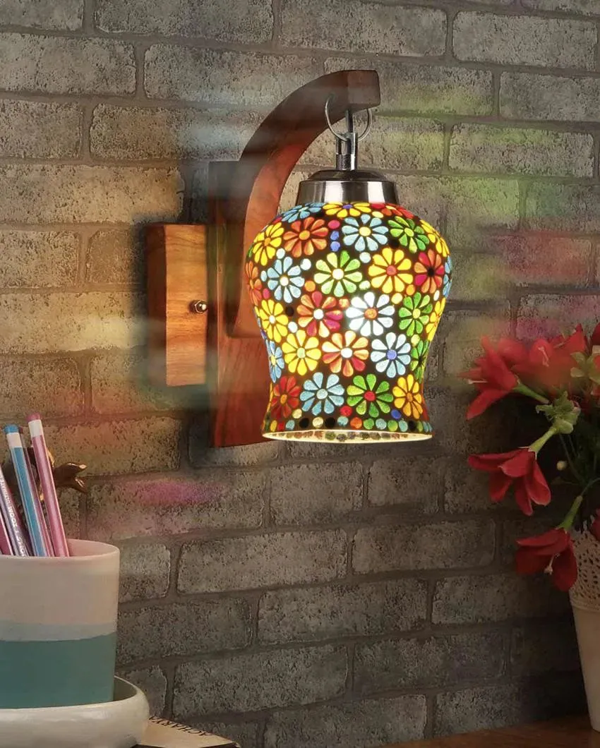 Elysian Mosaic Glass Wooden Wall Lamp