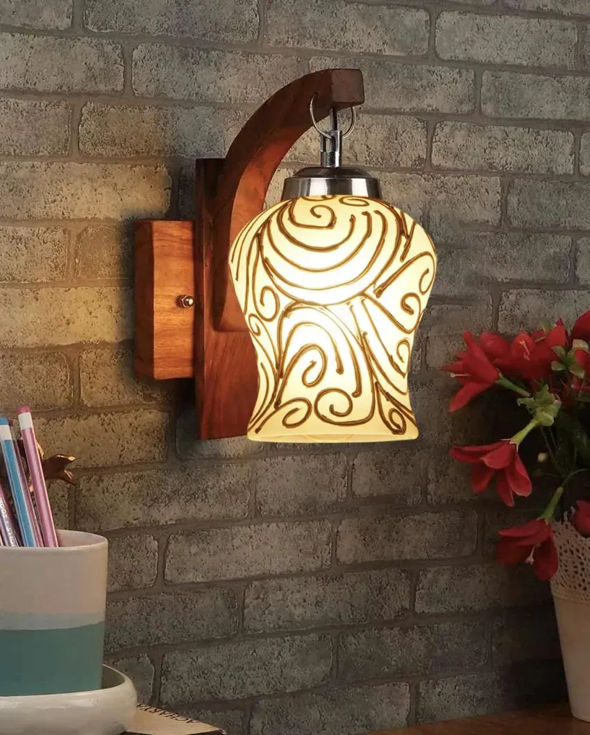 Ethereal Mosaic Glass Wooden Wall Lamp
