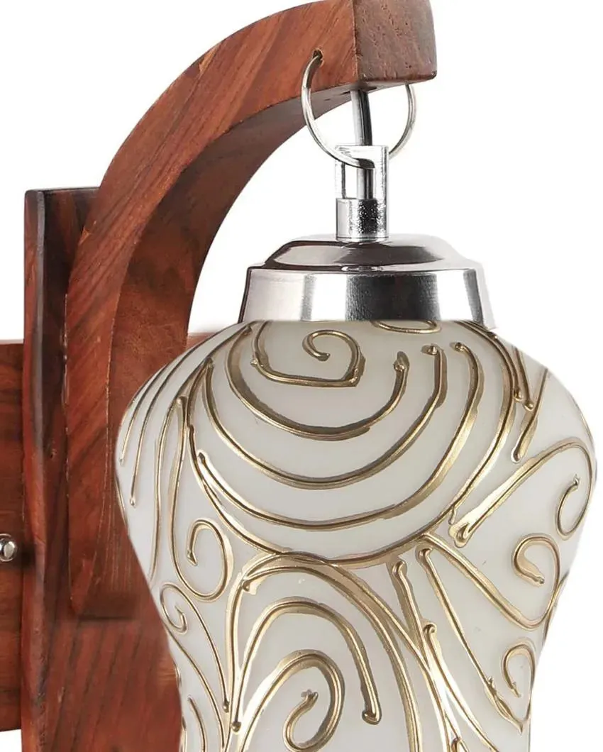 Ethereal Mosaic Glass Wooden Wall Lamp