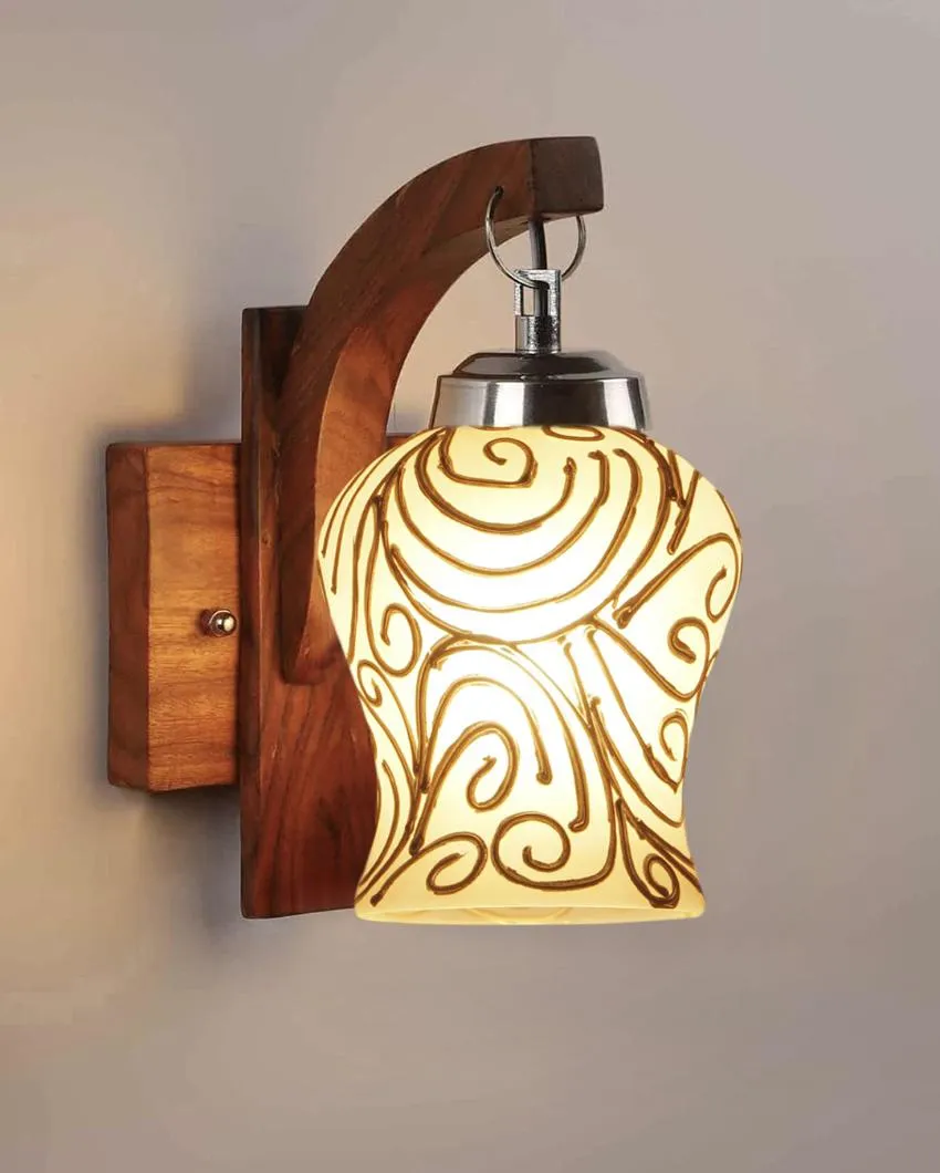 Ethereal Mosaic Glass Wooden Wall Lamp
