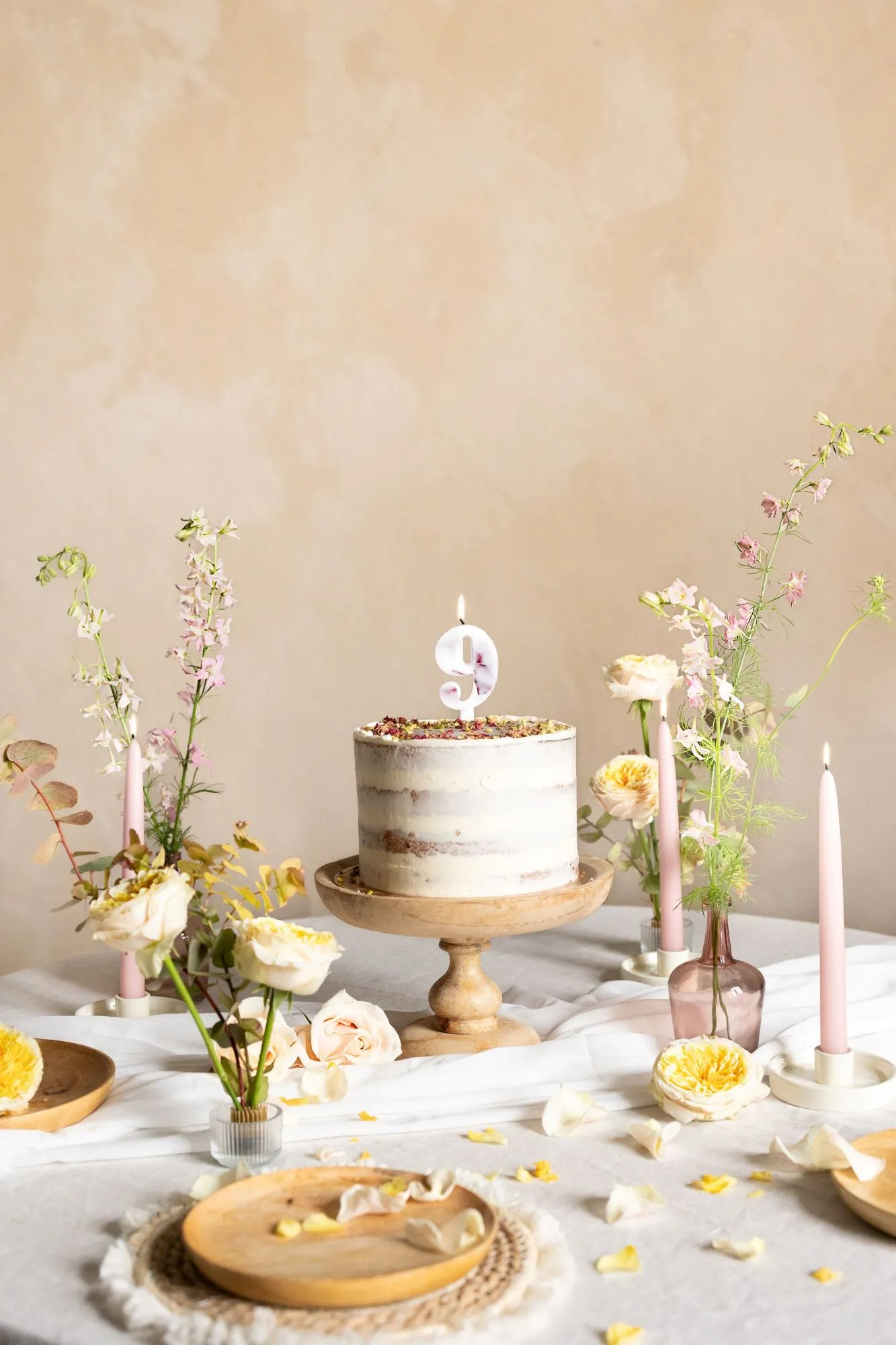 Flower Petal Number 9 Birthday Candle