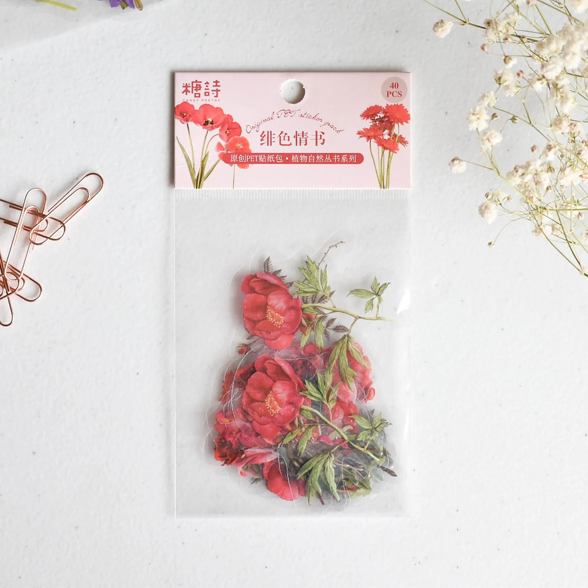 Flower sticker pack - Roses & poppy flowers