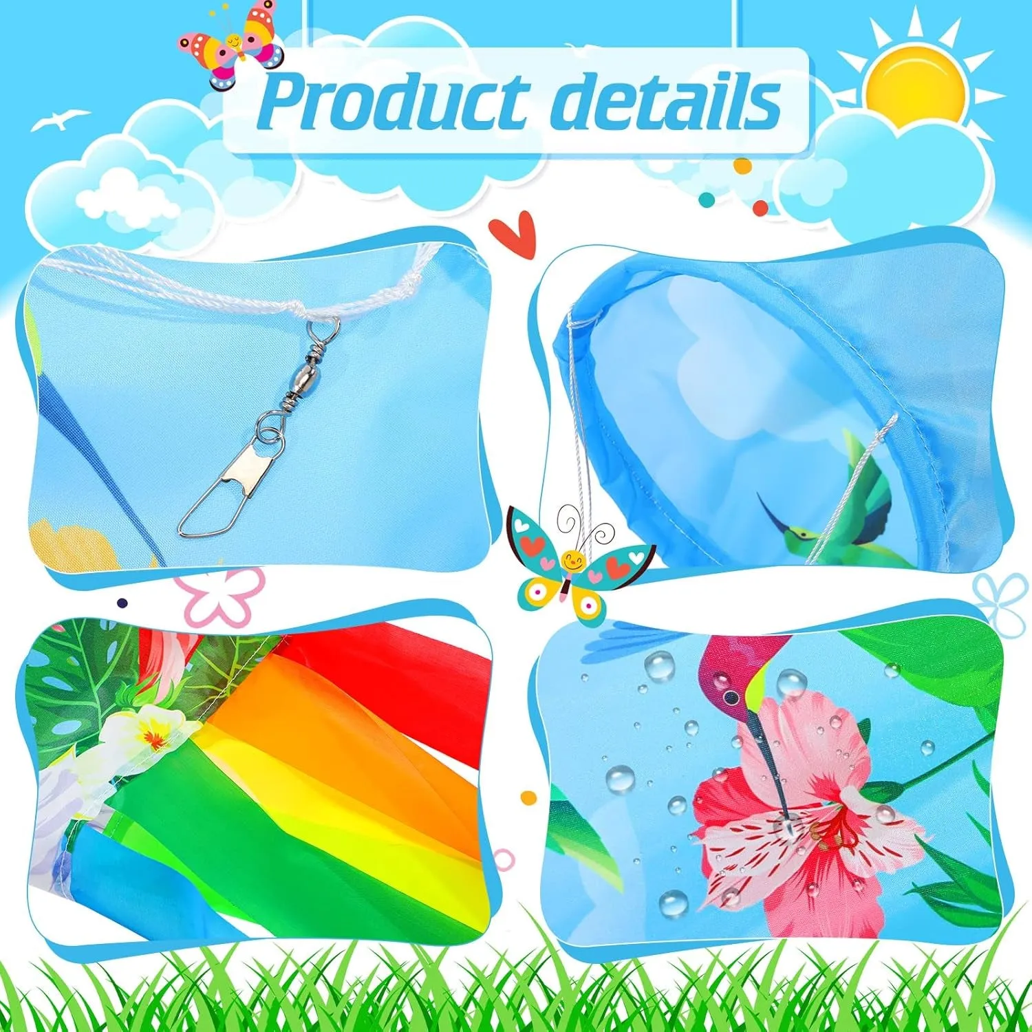 Flutesan 2 Pieces Hummingbird Windsock 40 Inch Twin Hummingbird Windsock for Hanging Outdoor Reliable Yard Decoration