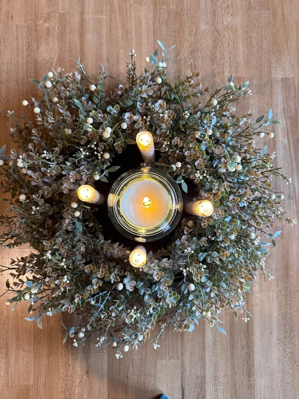 Foggy Morn Cream Candle Centerpiece