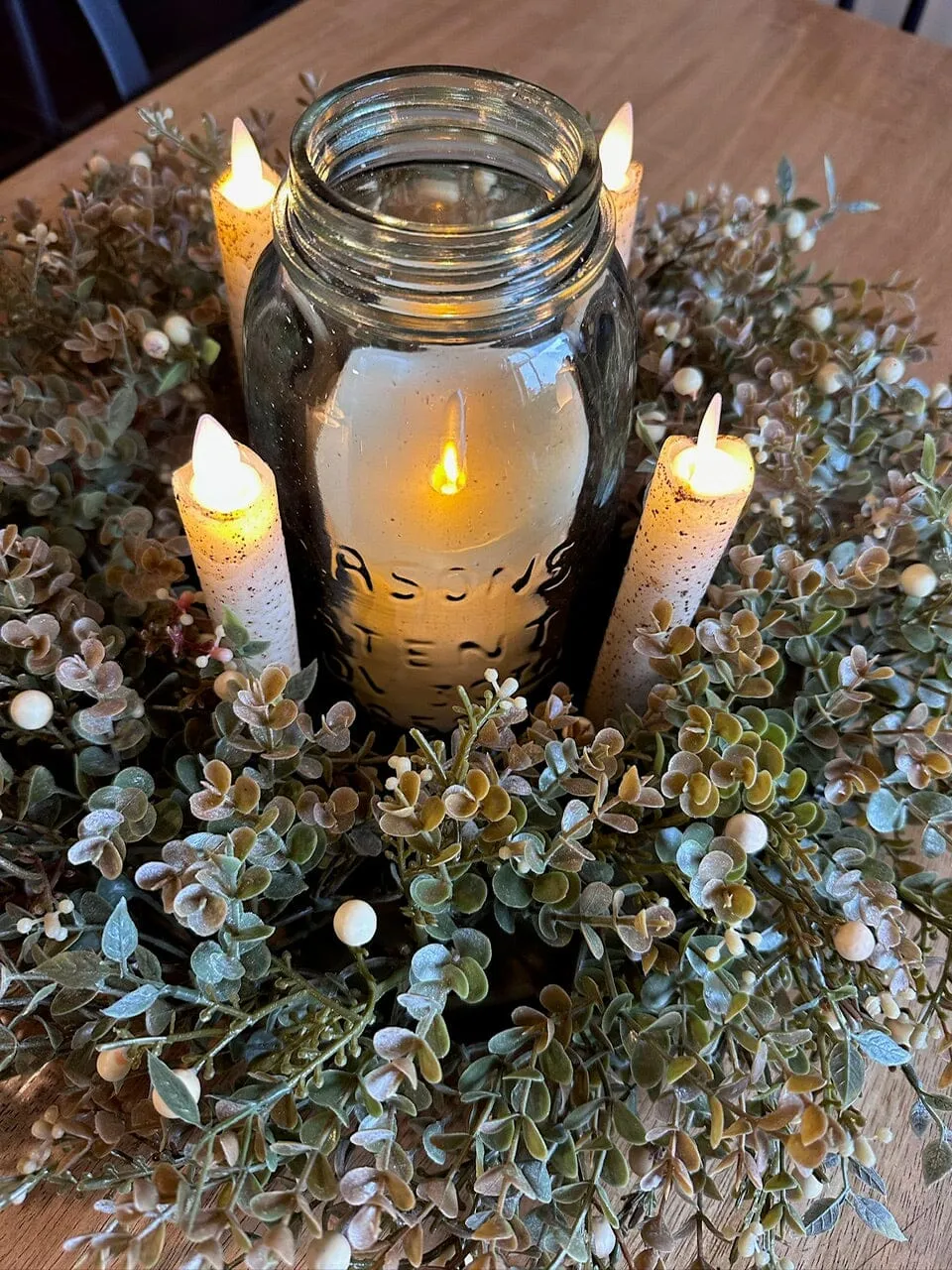 Foggy Morn Cream Candle Centerpiece