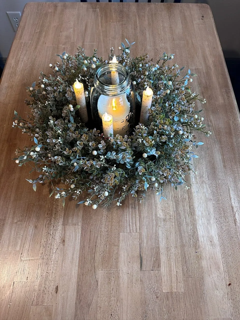 Foggy Morn Cream Candle Centerpiece