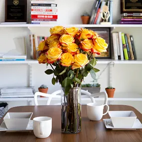 Fresh European Cut Bicolor Yellow Red Roses