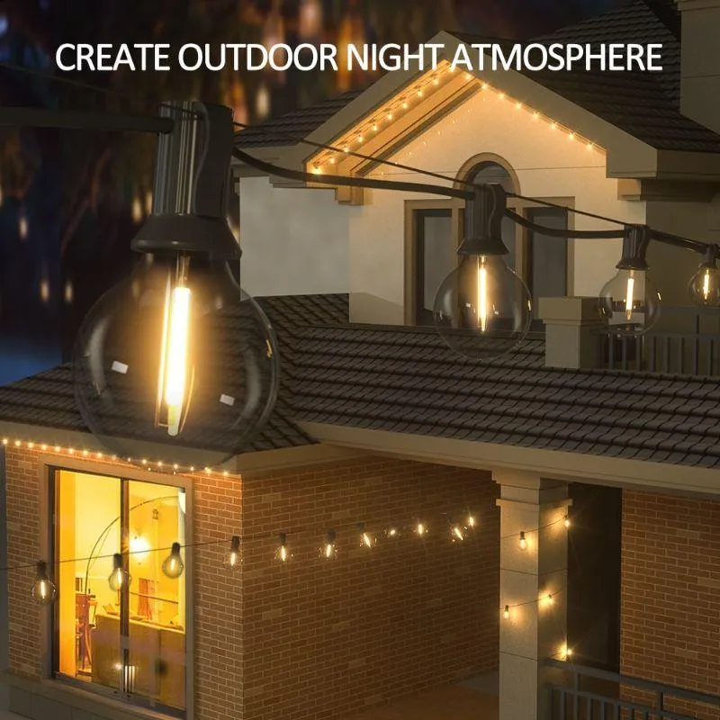 G40 Solar String Lights Outdoor – Waterproof LED Patio Lighting