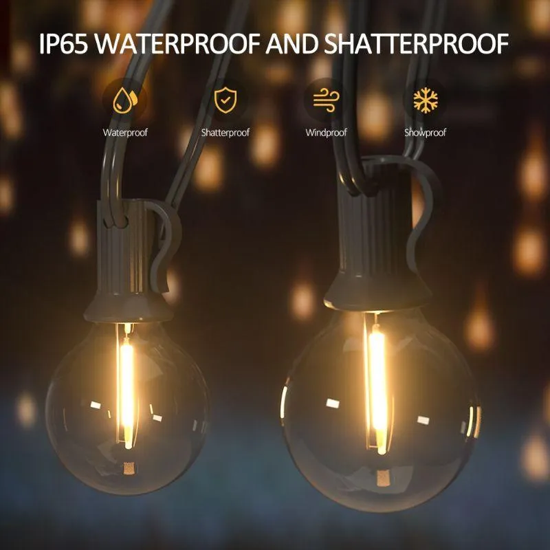 G40 Solar String Lights Outdoor – Waterproof LED Patio Lighting
