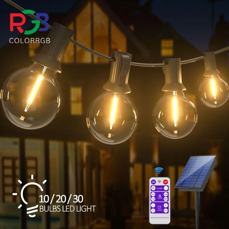 G40 Solar String Lights Outdoor – Waterproof LED Patio Lighting