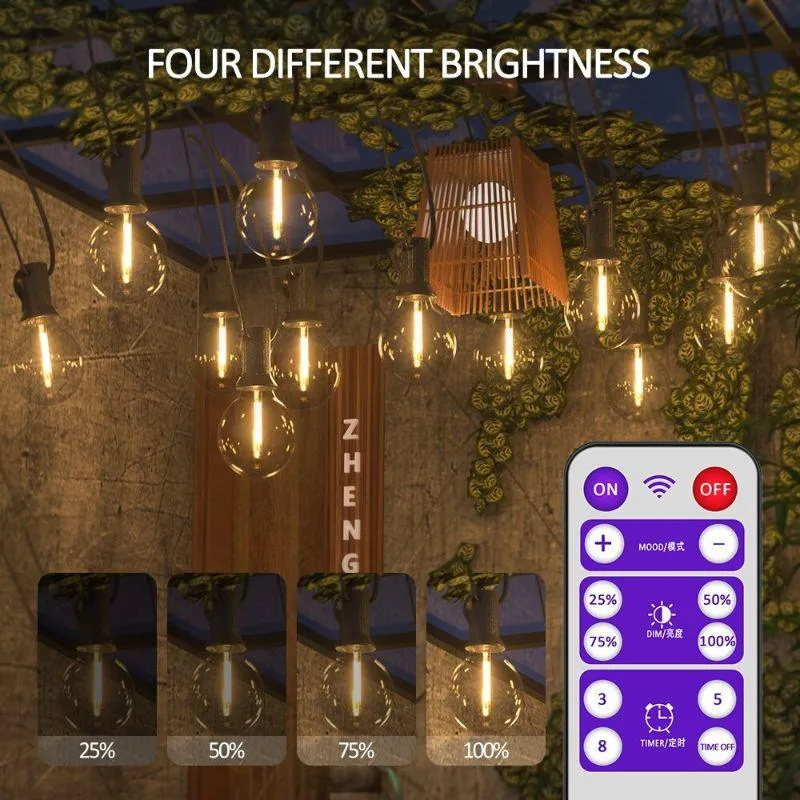 G40 Solar String Lights Outdoor – Waterproof LED Patio Lighting