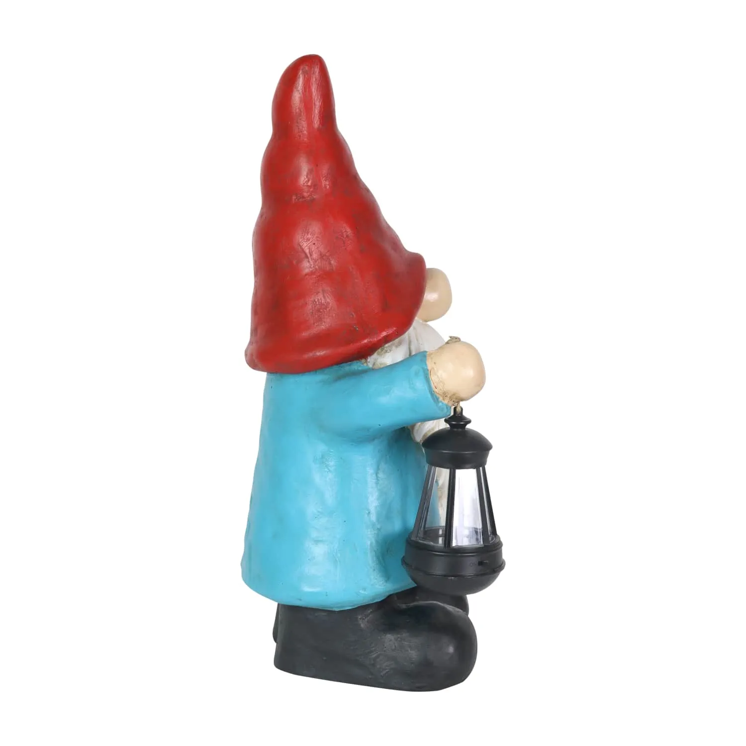 Garden Gnome With Solar Lantern and Mushroom Statuary, 11 by 19 Inches
