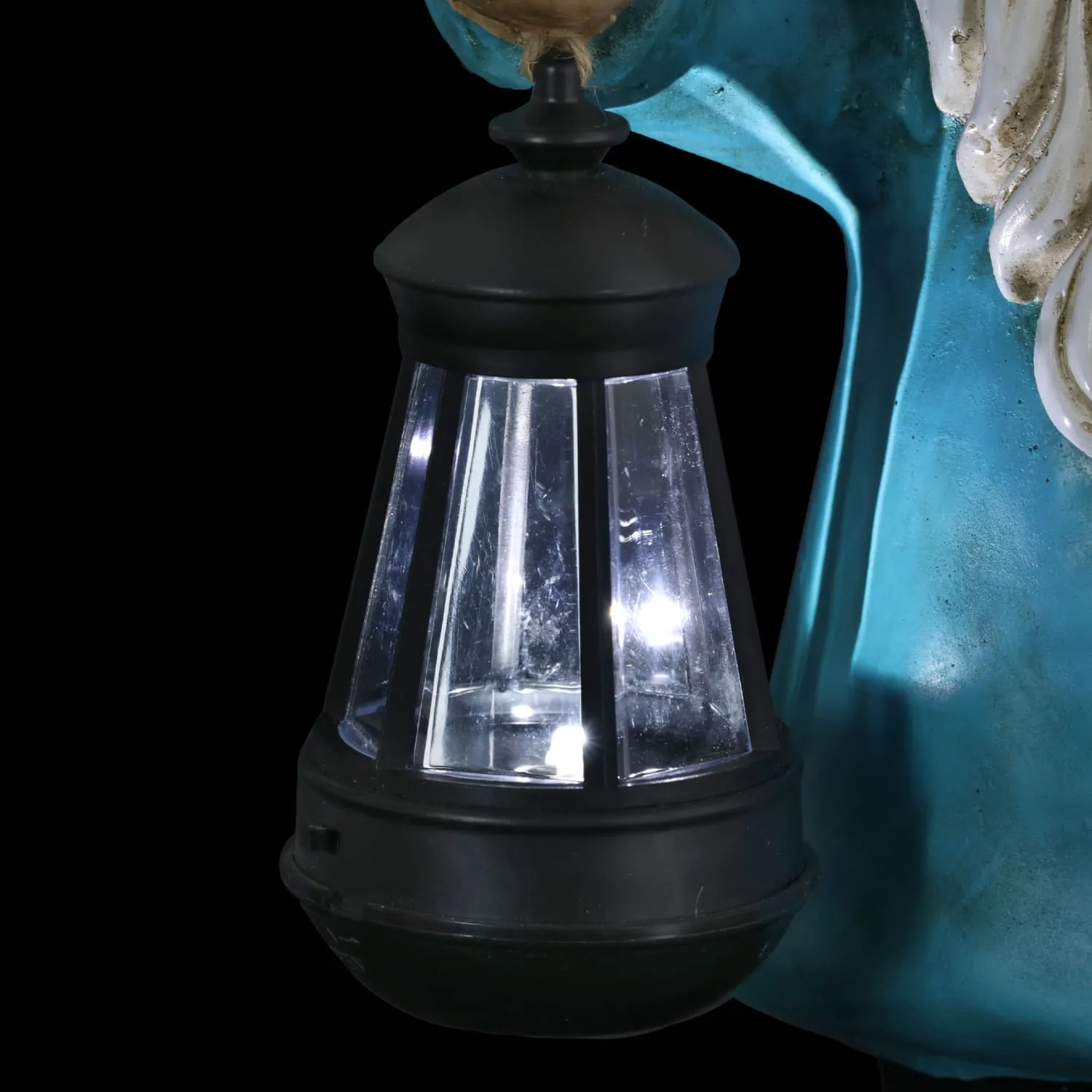 Garden Gnome With Solar Lantern and Mushroom Statuary, 11 by 19 Inches