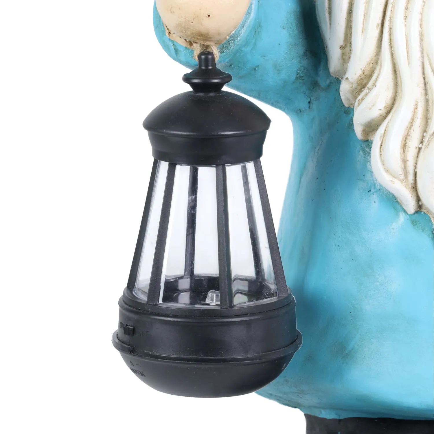 Garden Gnome With Solar Lantern and Mushroom Statuary, 11 by 19 Inches