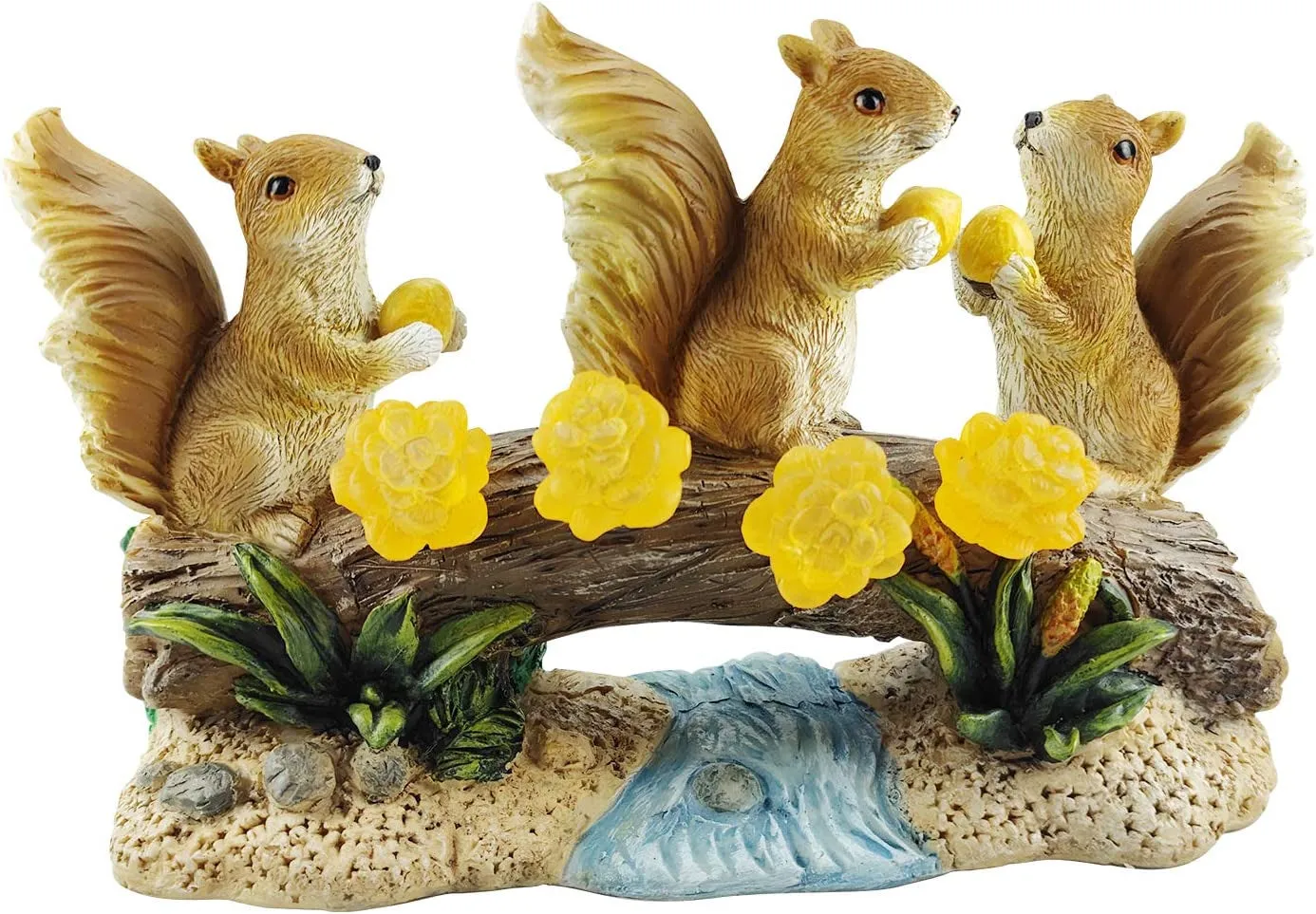 Garden Solar Squirrel Statue Waterproof with 4 LED Lights