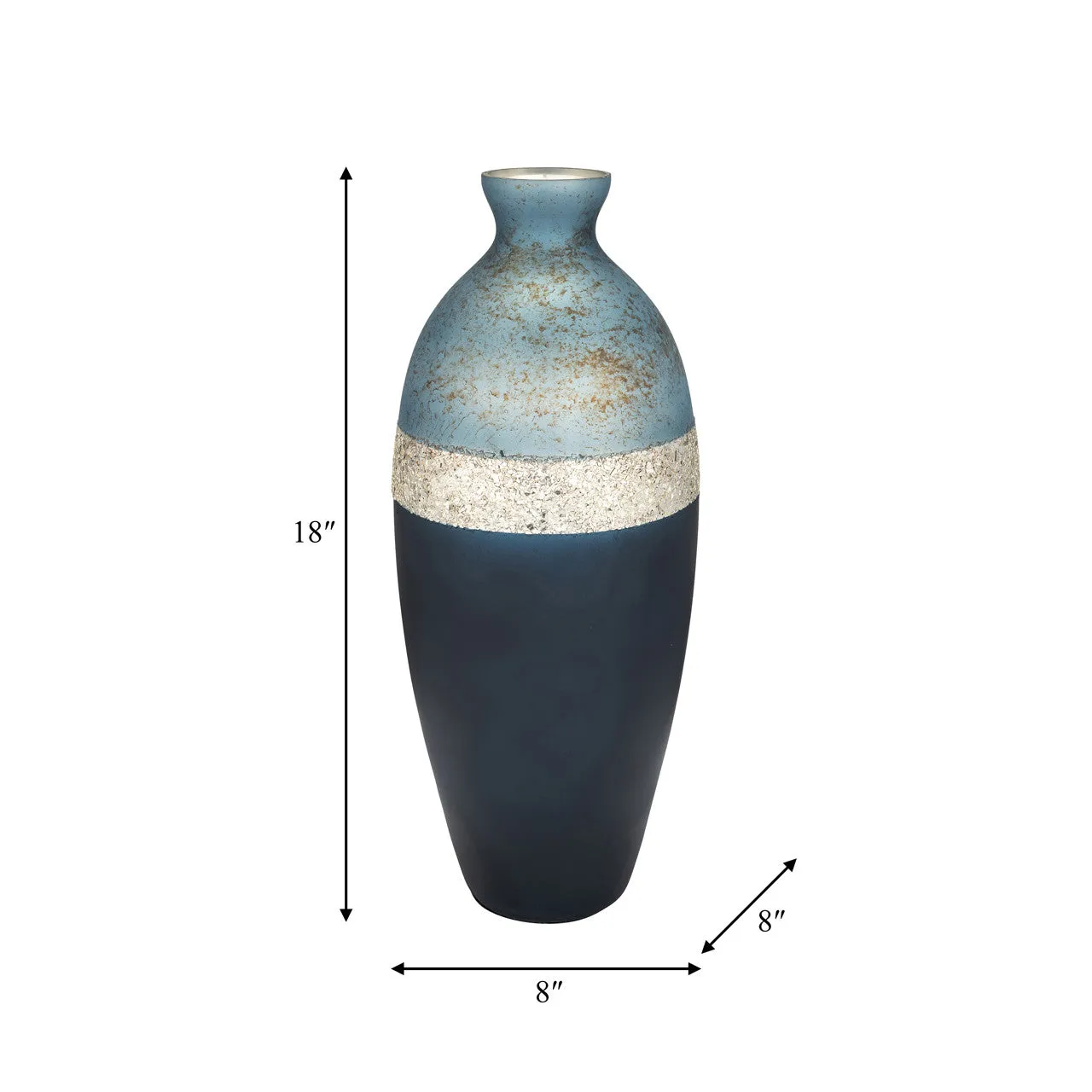 Glass, 18" Tri-colored Glittered Vase, Multi