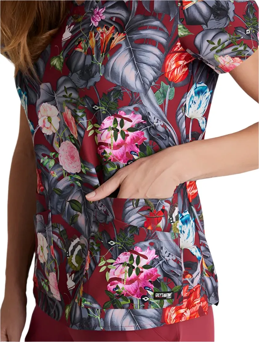 Grey's Anatomy Stretch™ by Barco Ella Print Top 4-Pocket Print Scrub Top