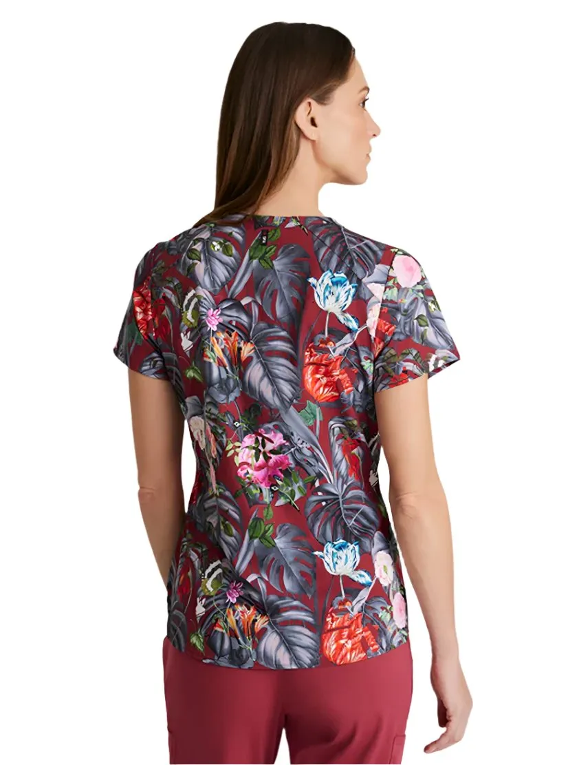 Grey's Anatomy Stretch™ by Barco Ella Print Top 4-Pocket Print Scrub Top