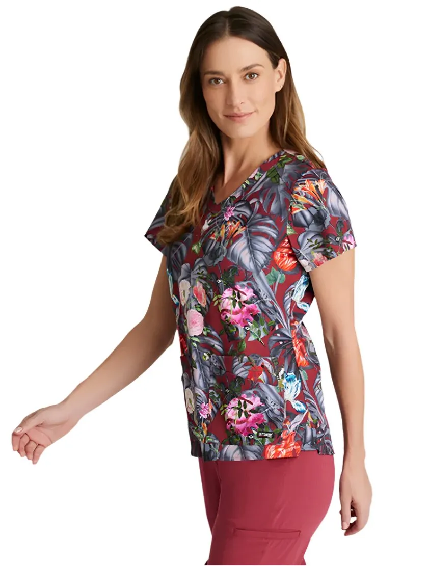 Grey's Anatomy Stretch™ by Barco Ella Print Top 4-Pocket Print Scrub Top