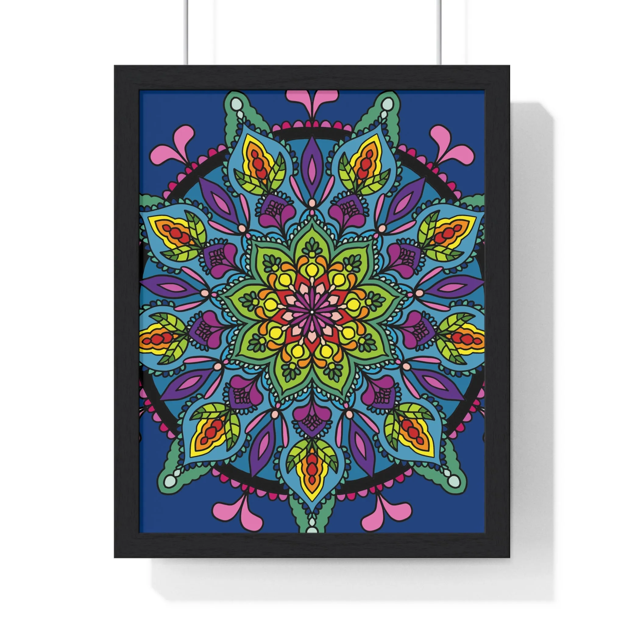 Handmade Blue Mandala Art Vertical Poster