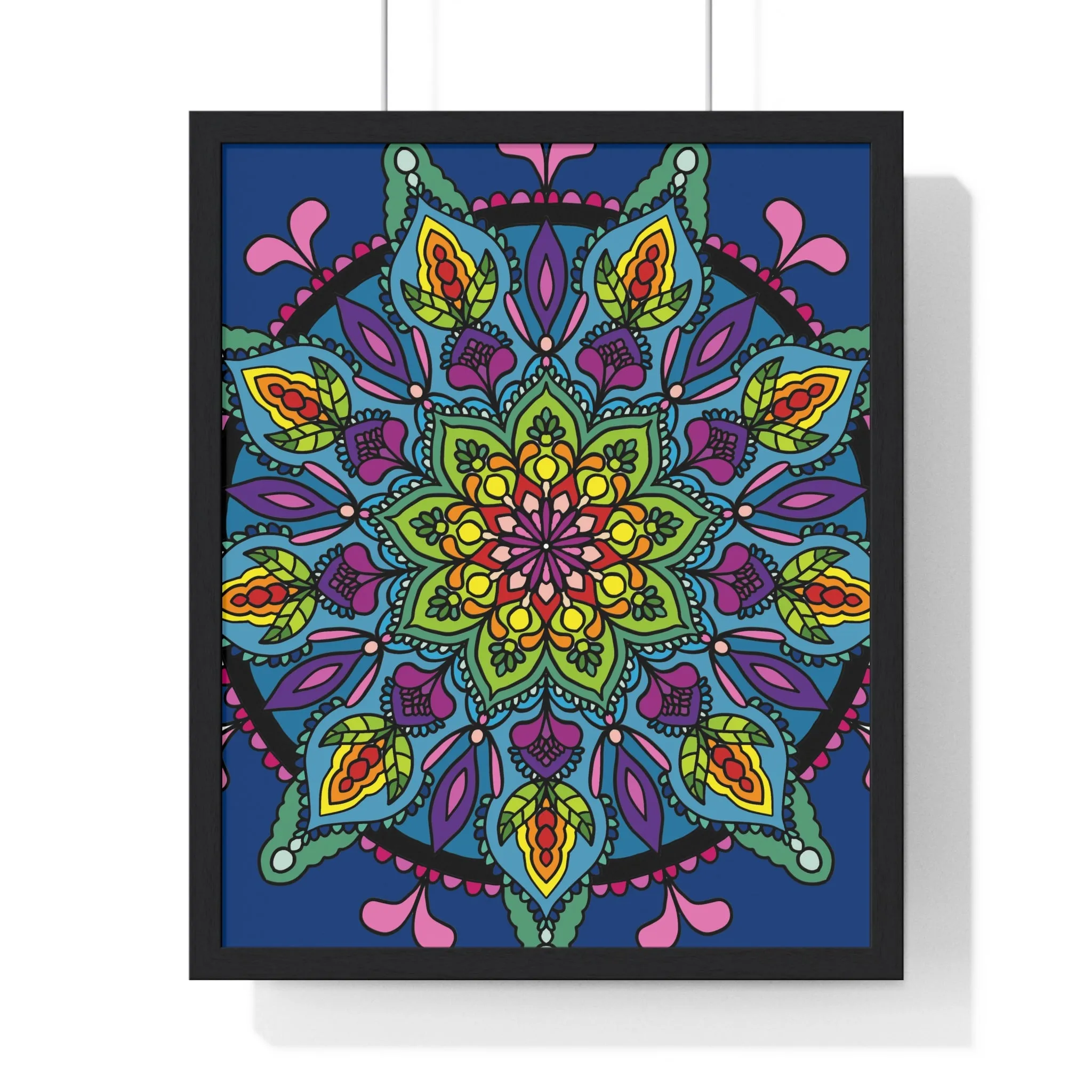 Handmade Blue Mandala Art Vertical Poster