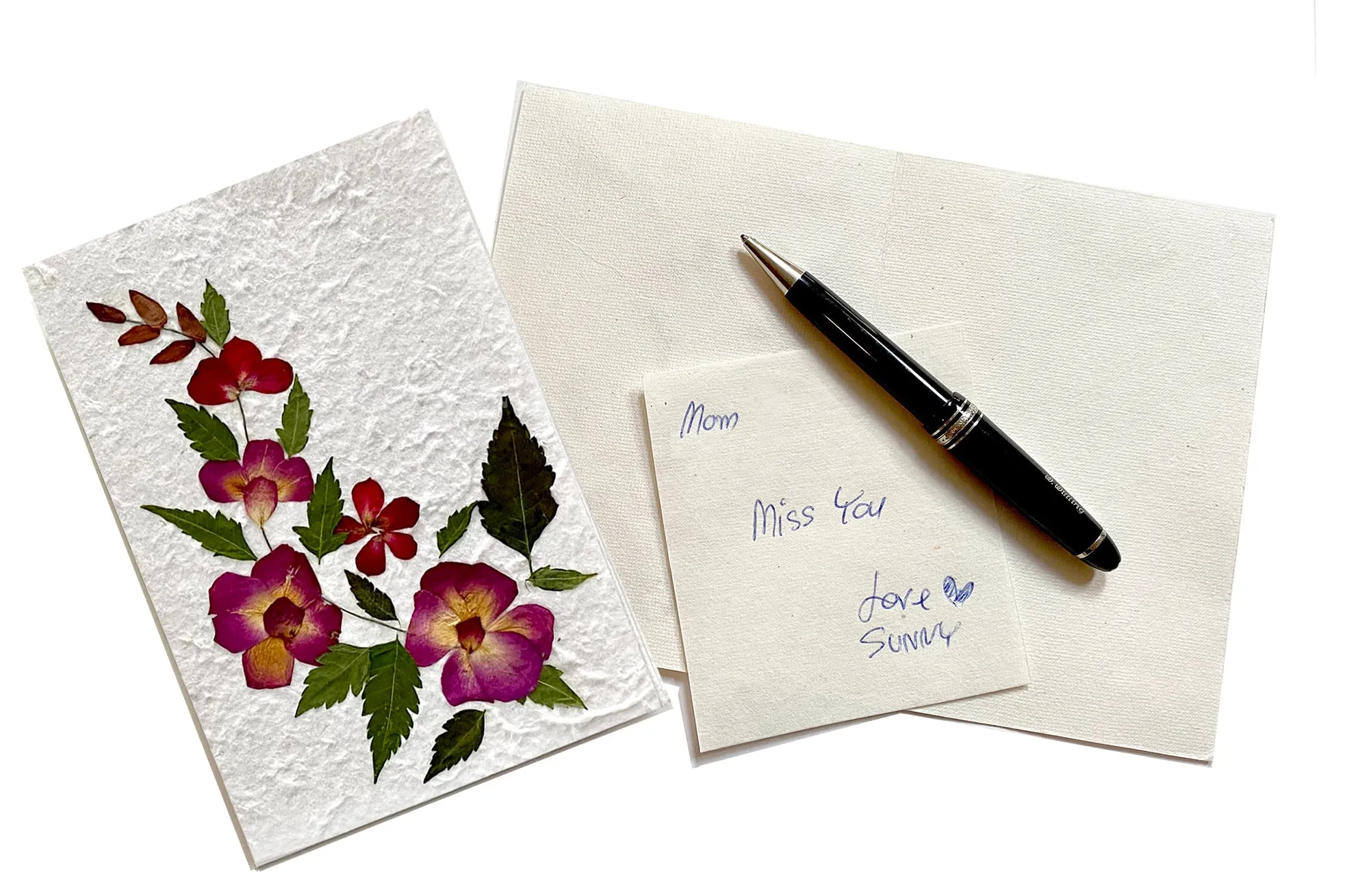 Handmade Mulberry Paper Greeting Card  5x7 Inch Random Pack (3 Rose Petal)